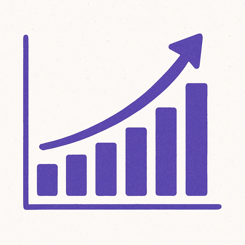 growth graph in purple, general style emoji