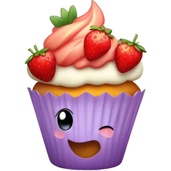 Cupcake strawberry with honey in top emoji