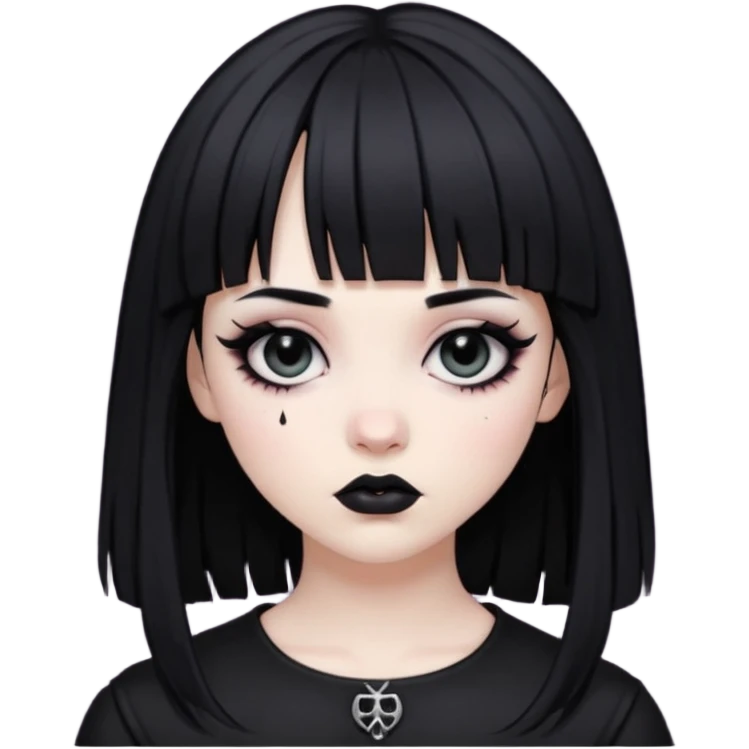 goth girl with black hair and bangs emoji