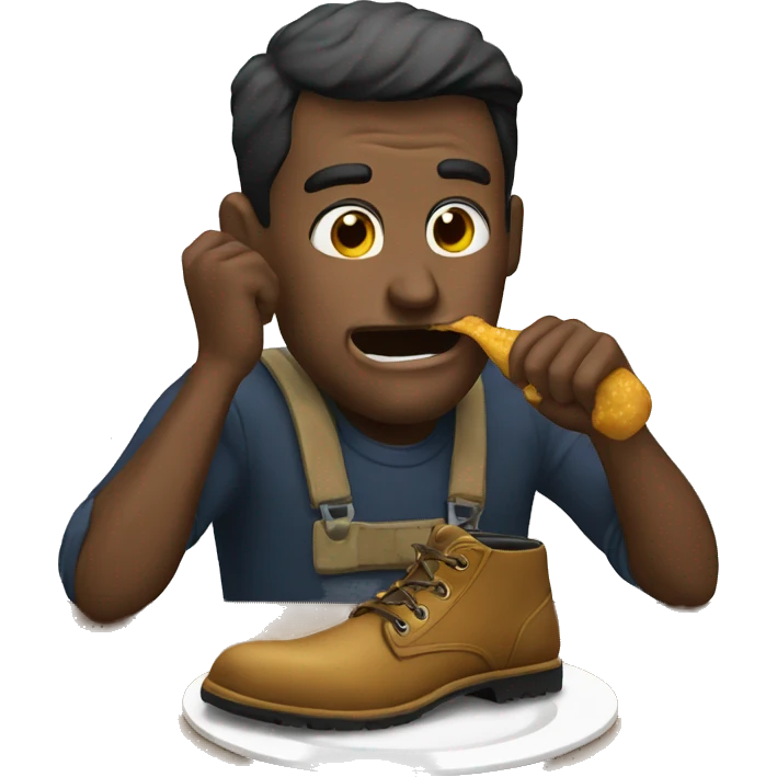Man eating a boot with drool emoji