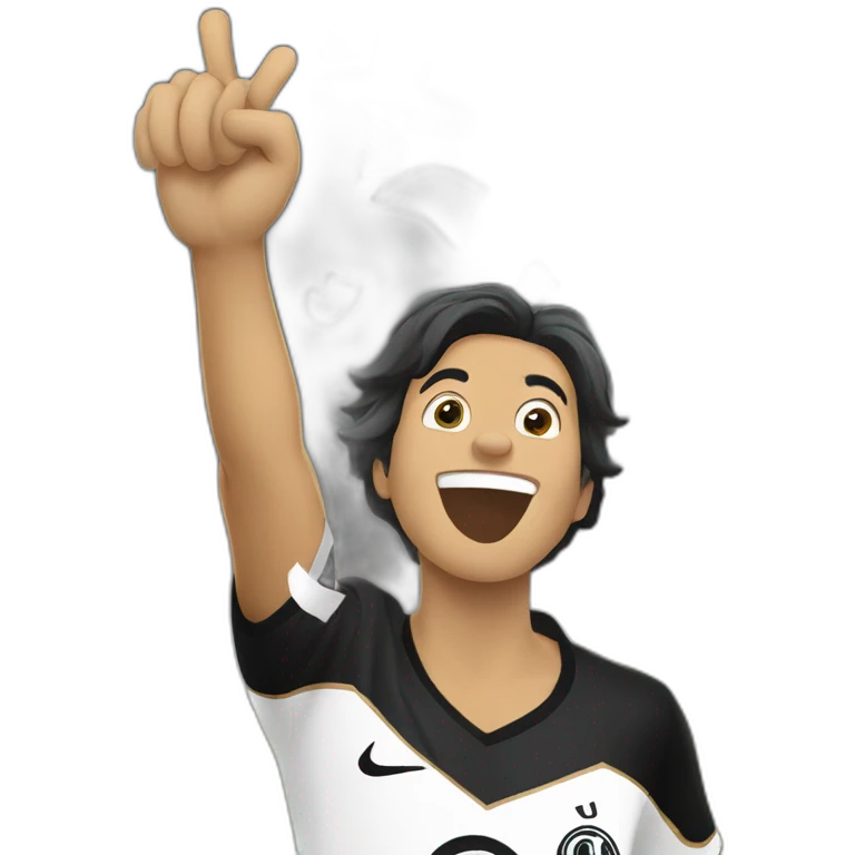 A Corinthians fan celebrate the victory.Try the real logo of Corinthians emoji