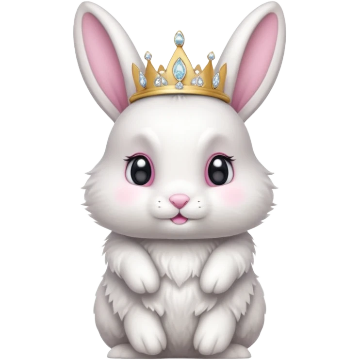 Rabbit King – fluffy white bunny with a small diamond tiara, standing
 emoji