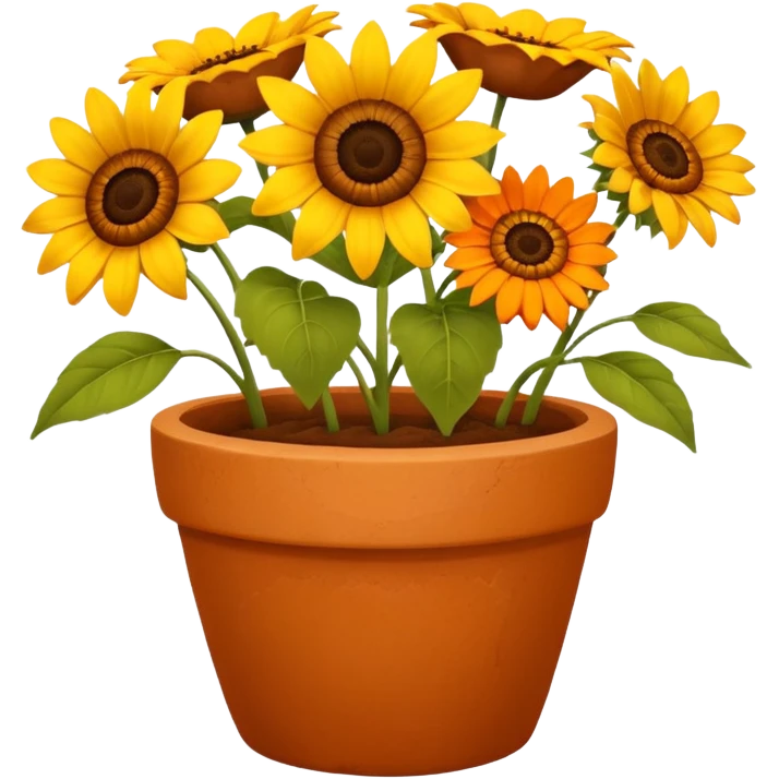 sun flowers in a clay pot emoji