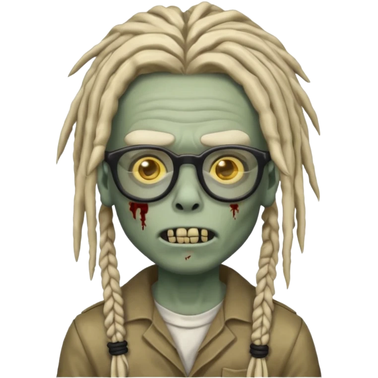 A zombie boy with dreads and glasses emoji