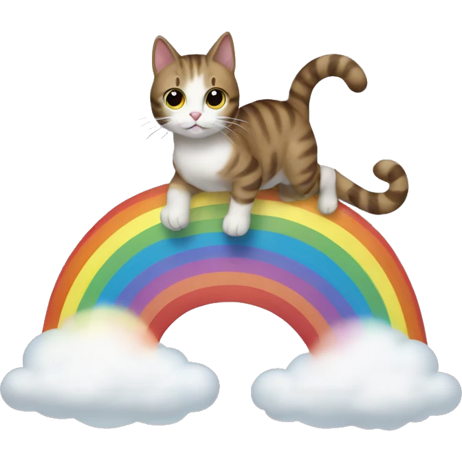 Cat riding rainbow emoji