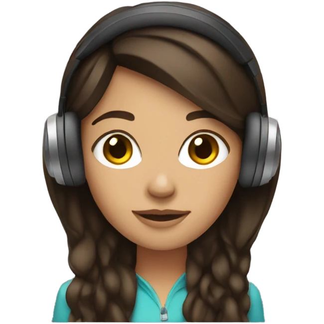 brunette with headphones  emoji