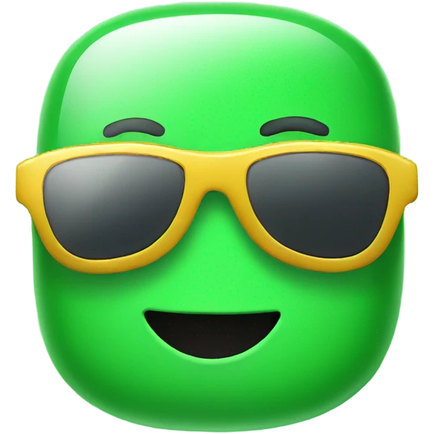 Green smartphone with sunglasses feeling happy emoji