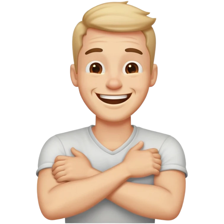 Arms crossed holding neck laughing guy  emoji