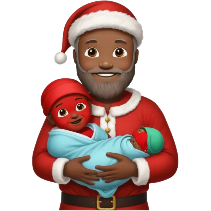 black Santa holding baby  emoji