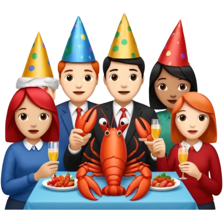 200 people eating lobster at a family party emoji