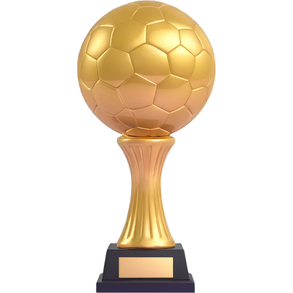 Ballon d'Or trophy, 3D emoji style, gold, glossy, minimal background emoji