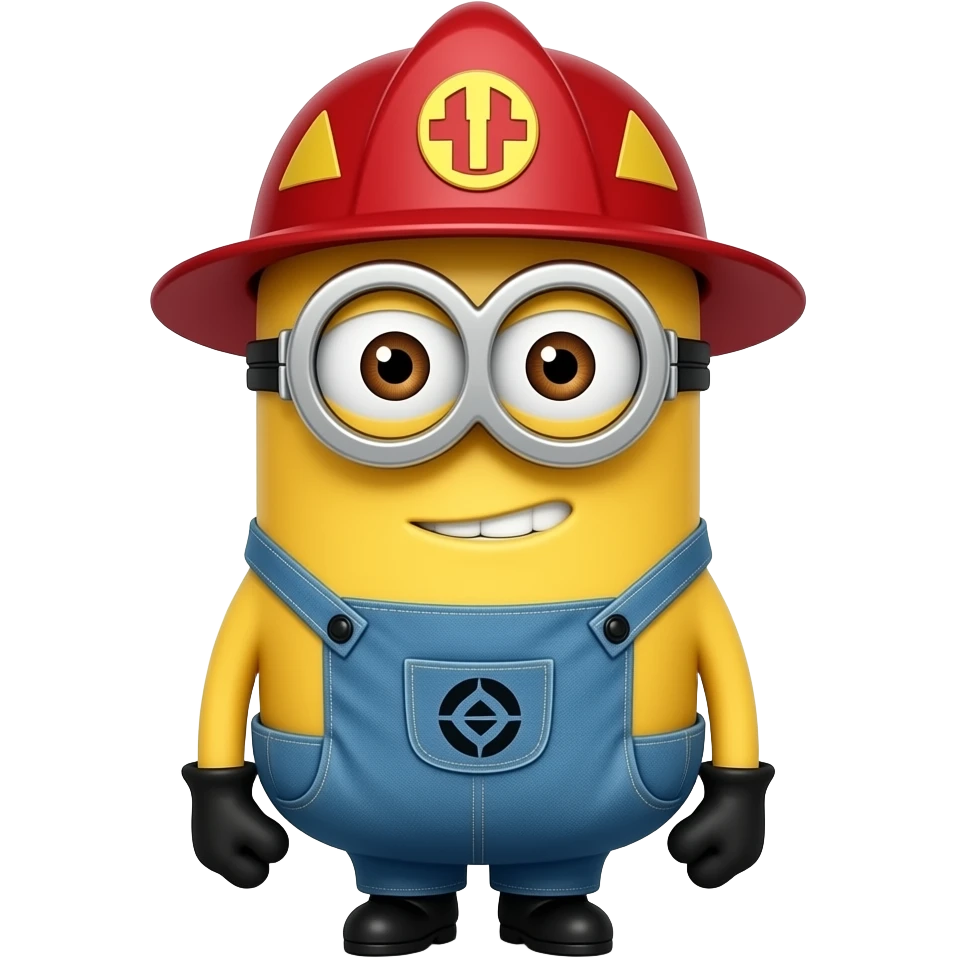 pink Minion as a firefighter emoji