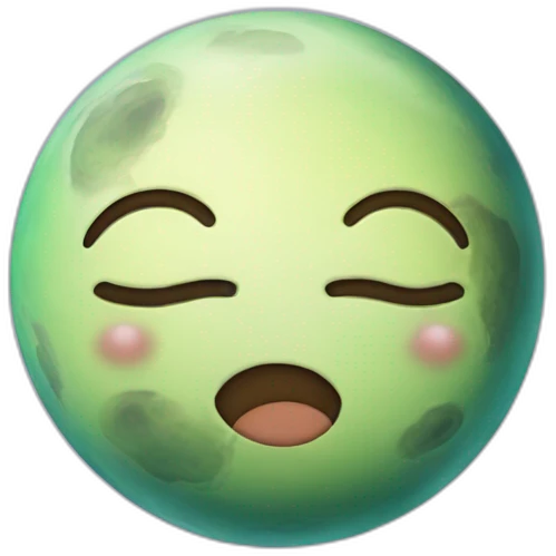 planet Venus with a cartoon sleepy face emoji