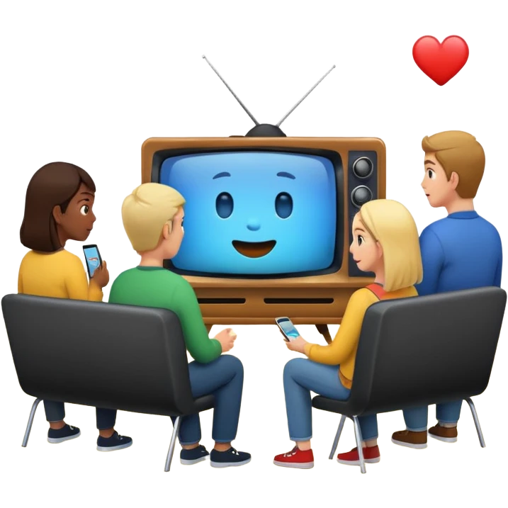 personas debatiendo revisando una tv emoji