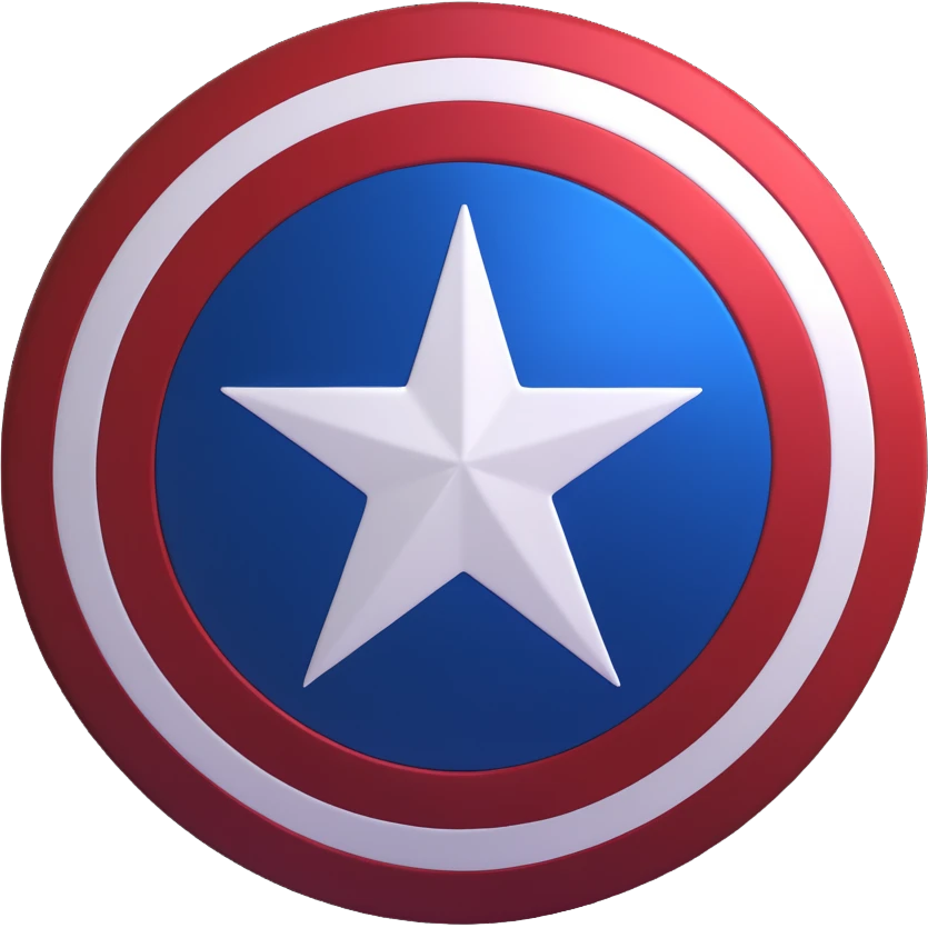 Captain America shield, bold red white and blue, iconic star in center emoji