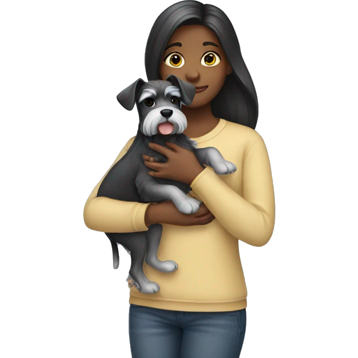 Girl holding a schnauzer  emoji