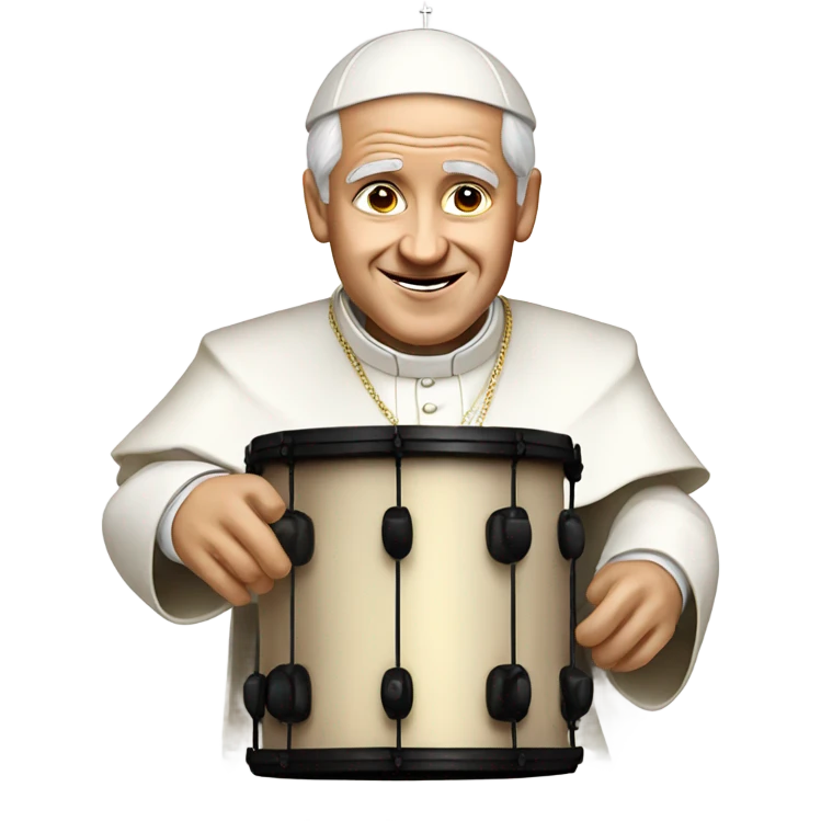 Pope playing a drum kit emoji