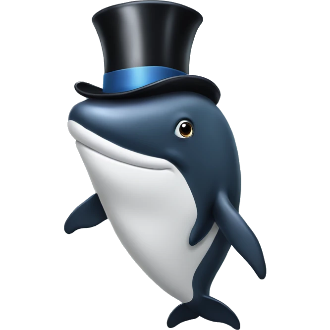Whale with a top hat on emoji