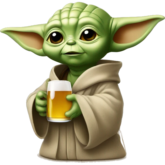 Bébé Yoda qui boit une bière emoji