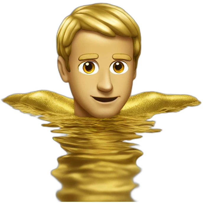 emmanuel macron swimming in gold emoji