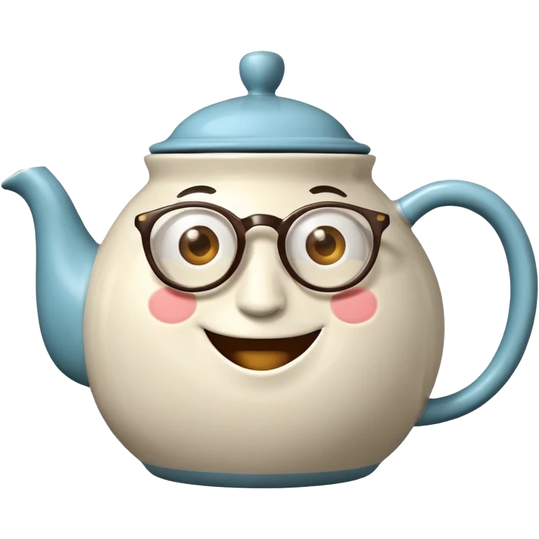 talking teapot with glassess emoji