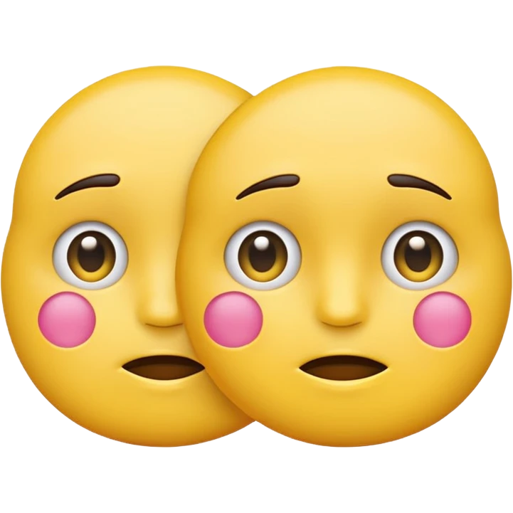 two emojis not happy stuck together no pink cheeks only two  emoji