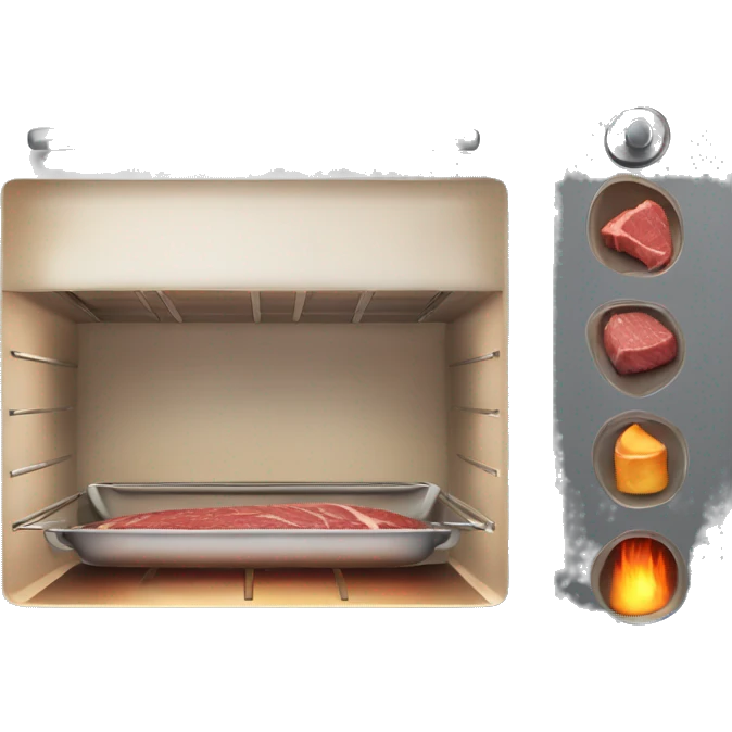 a modern oven with a fillet of beef in it  emoji