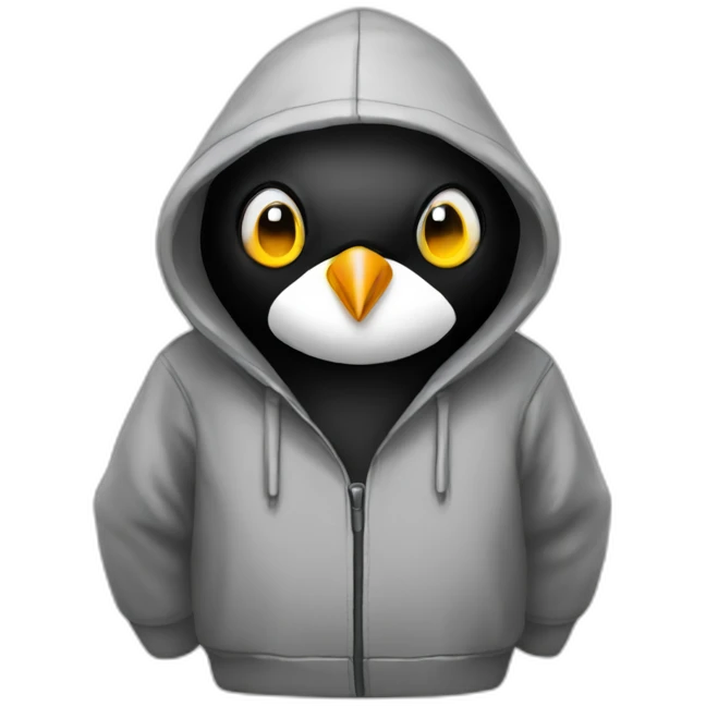 penguin hacker wearing hoodie emoji