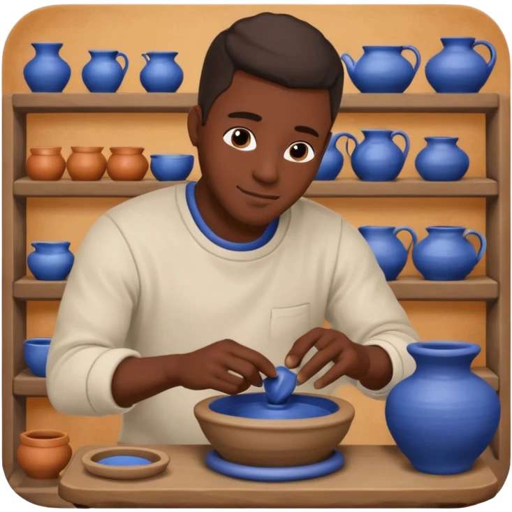 Pottery Wheel Artist black man  emoji