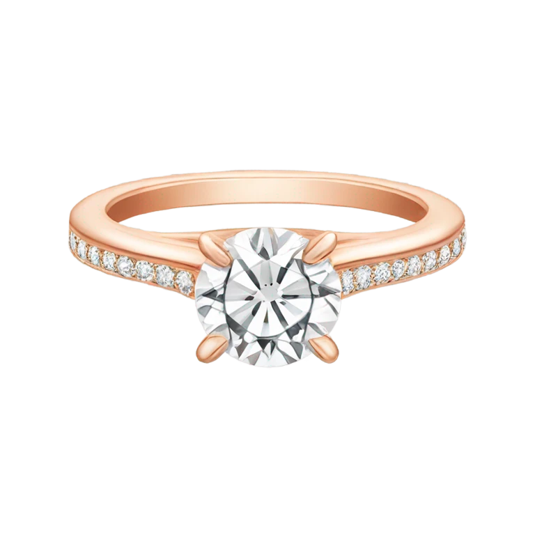 rose gold engagement ring with sparkly round shaped diamond  emoji