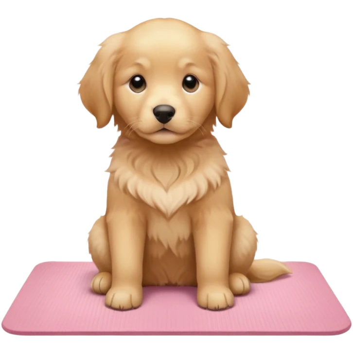 Golden retriever puppy on light pink yoga mat emoji