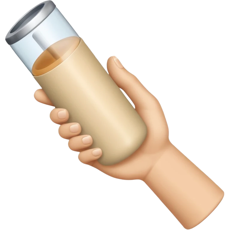 one single beige skin colored hand holding a cylindrical tube emoji