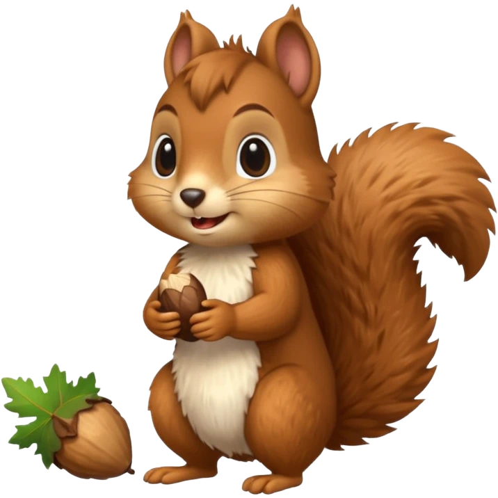long-toothed squirrel character with acorn, full body emoji
