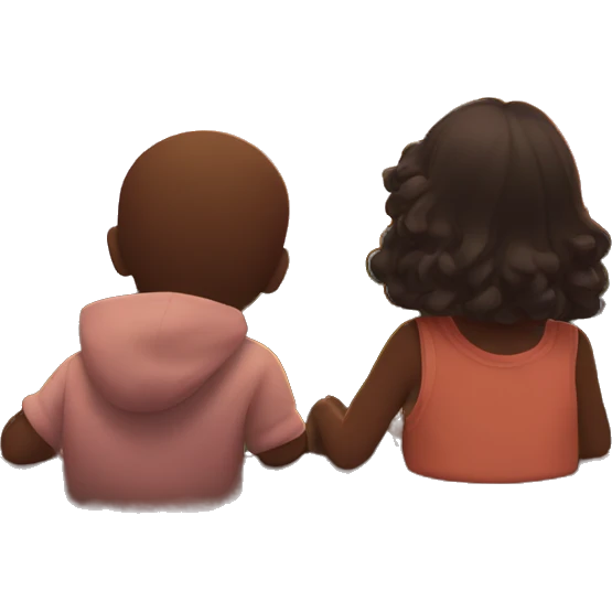 Boy and girl watching sunset together  emoji