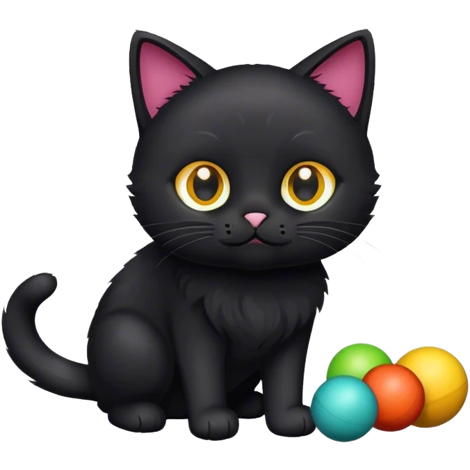 Black cat with toys  emoji