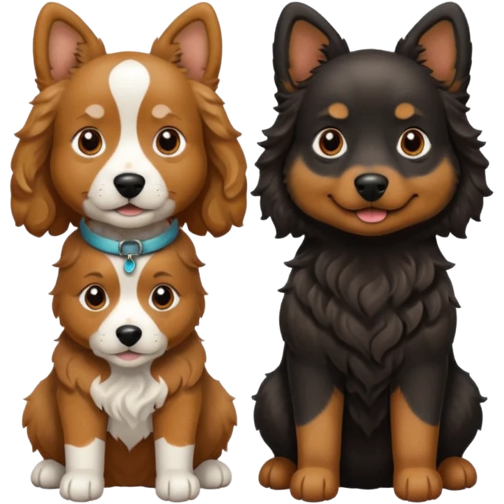 two dogs with wavy hair, one black and one brown emoji