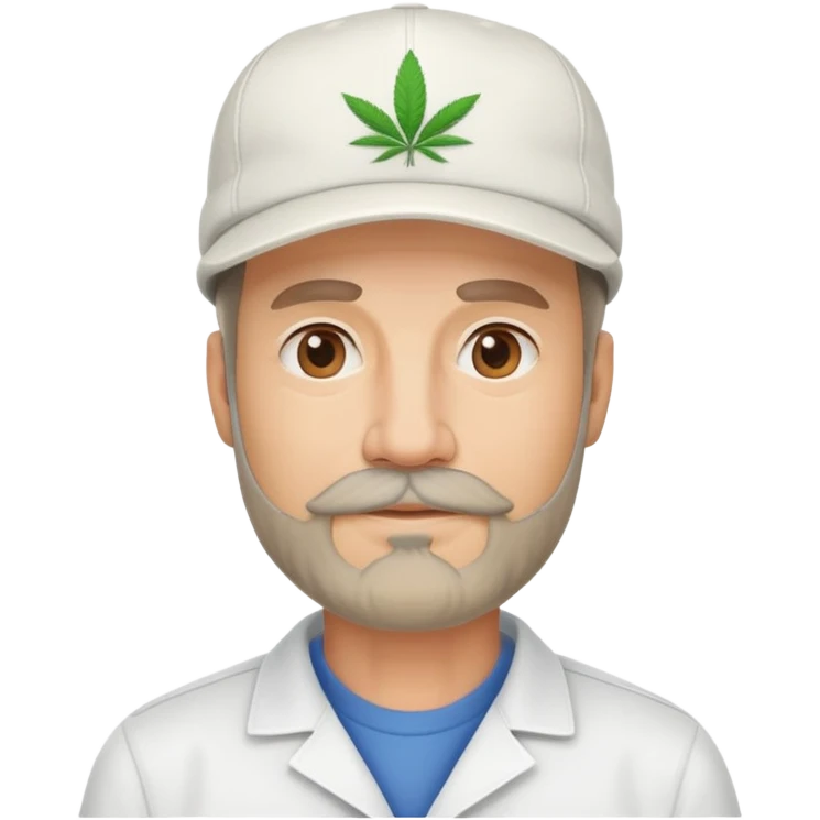 Middle-aged man with facial hair, dispensary owner, wearing a cap emoji