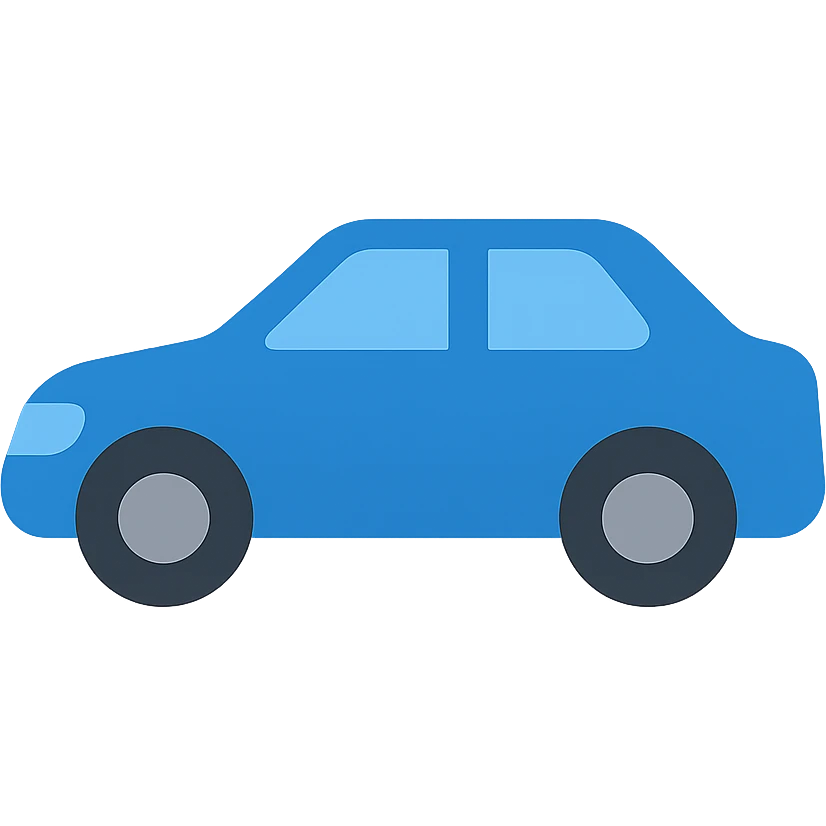 car, flat color icon style, bold shapes, minimal details, modern look emoji