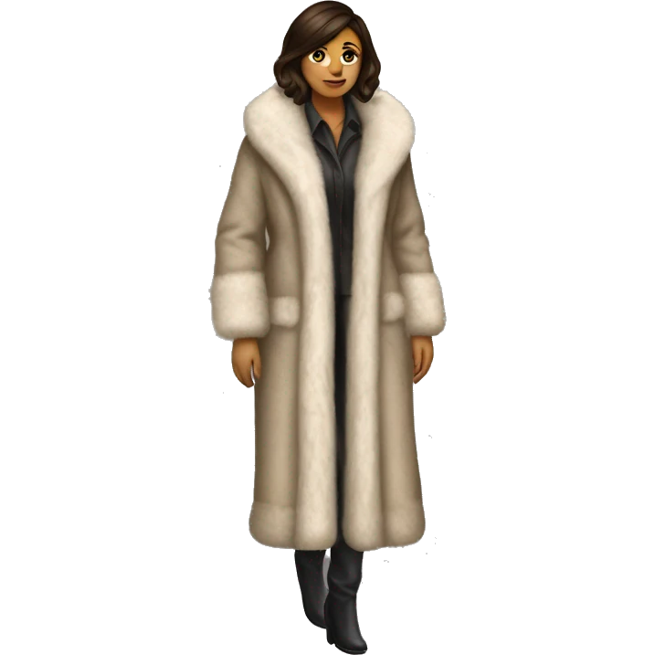 Realistic brunette mob wife full body fur coat emoji