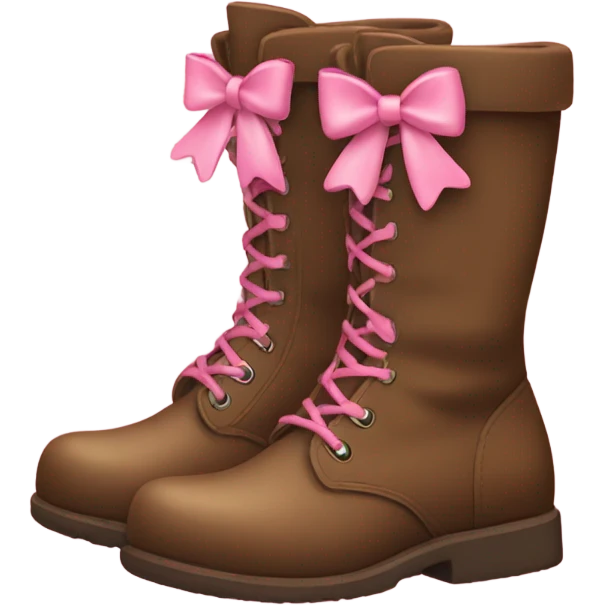 Cute brown boots with pink bows emoji