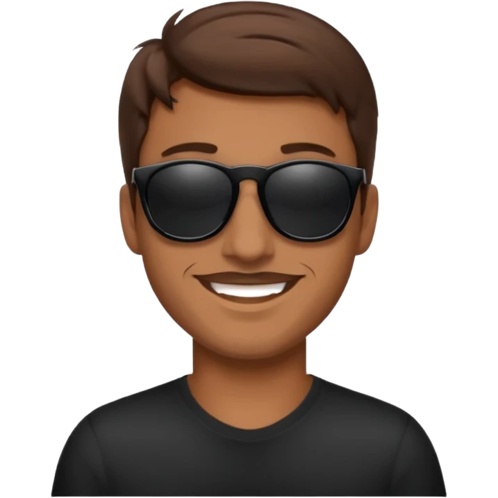 happy man with brown hair and black sunglasses iOS style emoji