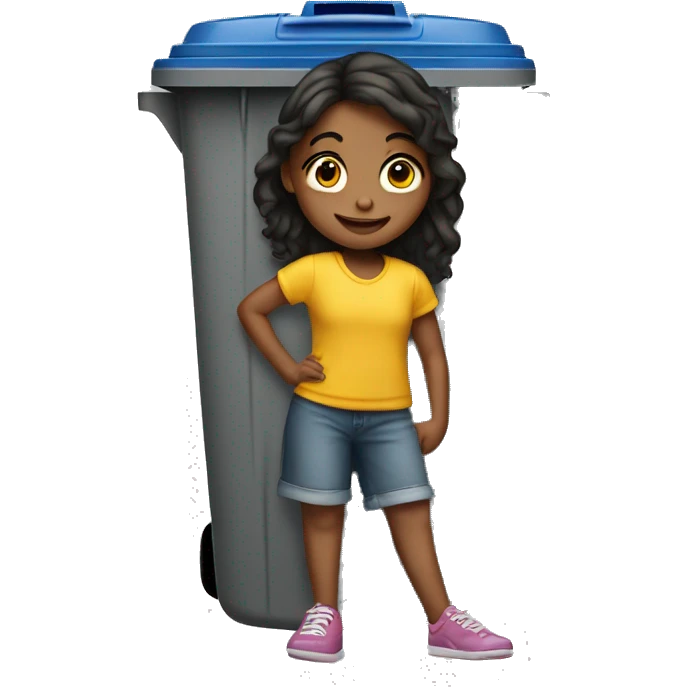 The girl next to the trash can emoji