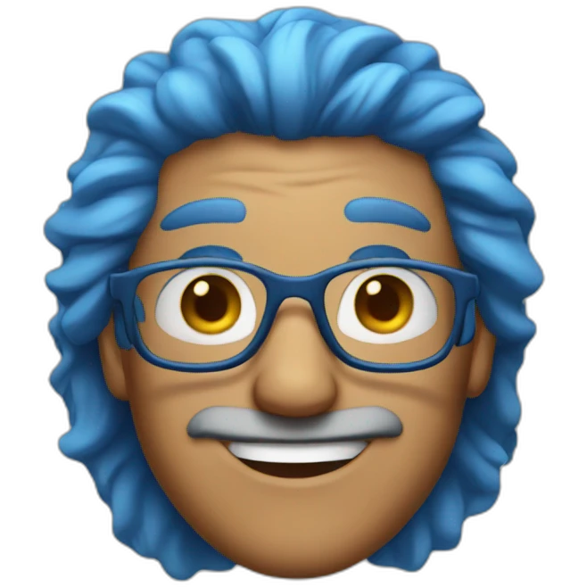 Dad with blue hair and glasses emoji