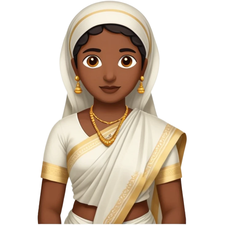 Malayali person in traditional Kerala attire with mundu and kasavu saree emoji