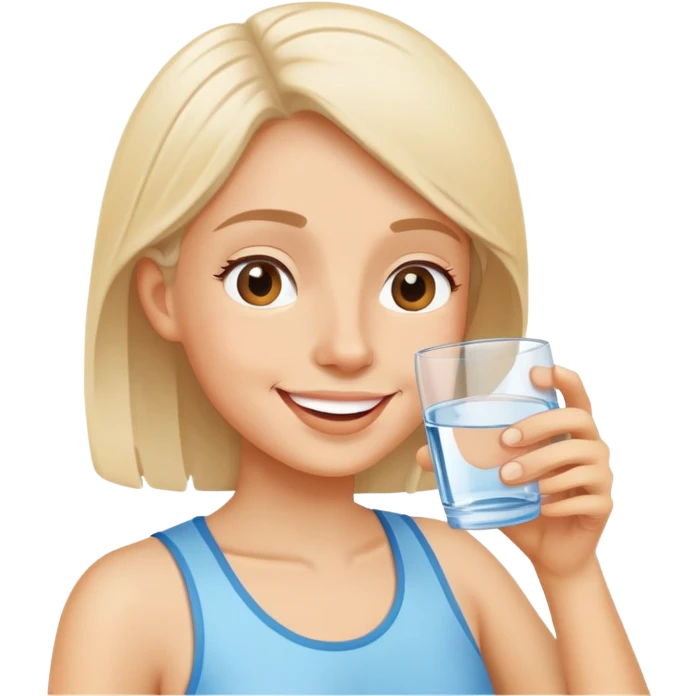 person drinking a glass of water, cheerful and healthy, simple and expressive emoji