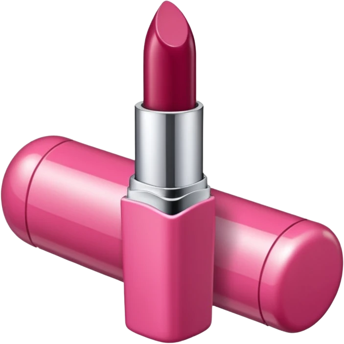 labial bordo con packaging cromado y algun detalle en rosa en el packaging emoji