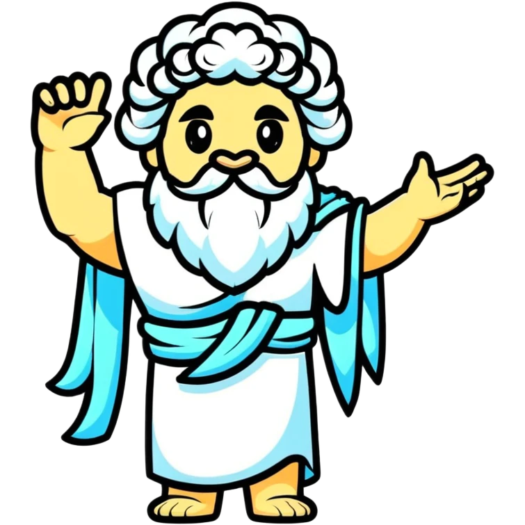 Zeus waving hello in a sticker cartoon style emoji