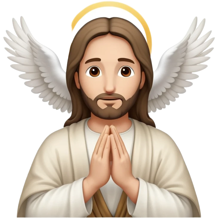 Jesus praying hands with a dove of peace flying above emoji