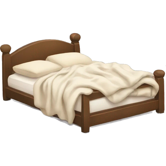 Messy cozy bed with blanket hanging half off of bed emoji