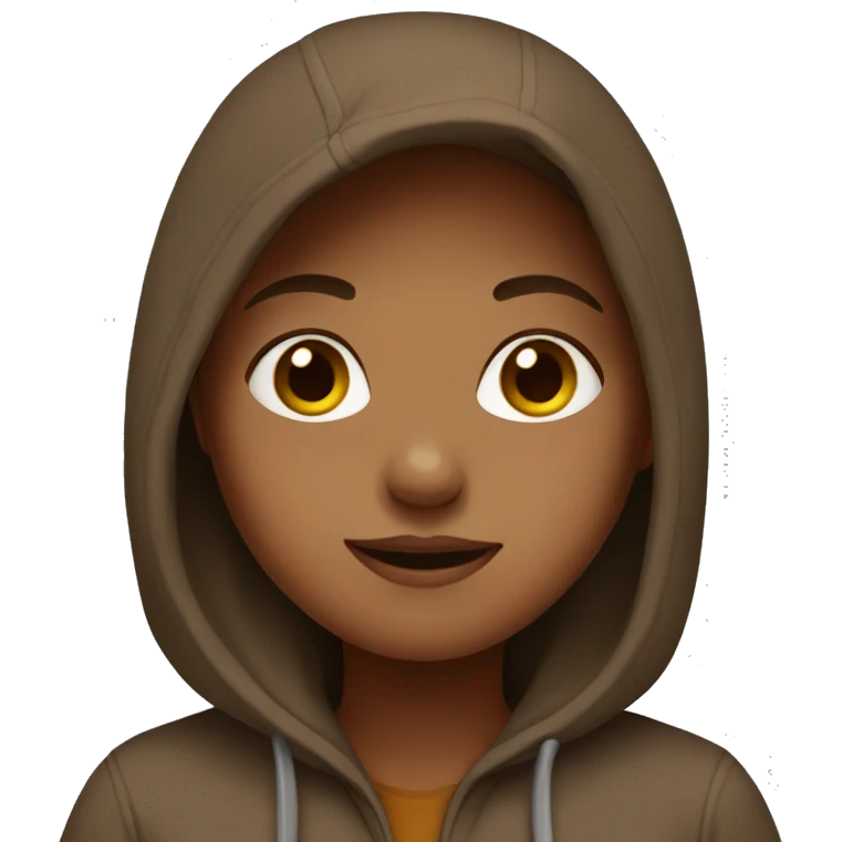 Girl wearing brown hoodie emoji